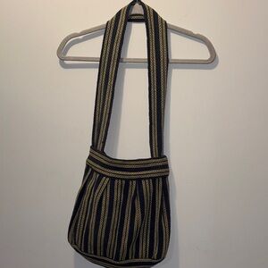 Handmade in India Striped navy and yellow Women's Bag 100% cotton